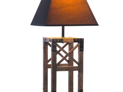 Designer Wooden TABLE LAMP Modern Rustic Geo Industrial Retro  Desk Light