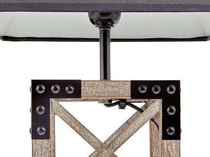 Designer Wooden TABLE LAMP Modern Rustic Geo Industrial Retro  Desk Light