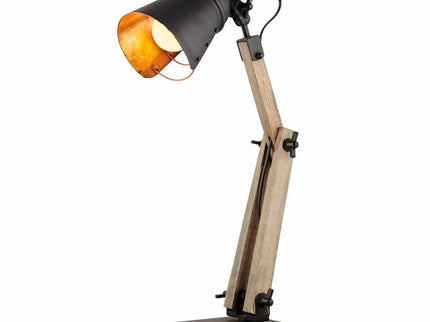 Scandi Modern Natural Wooden Table Lamp Rustic Retro Designer Vintage Light