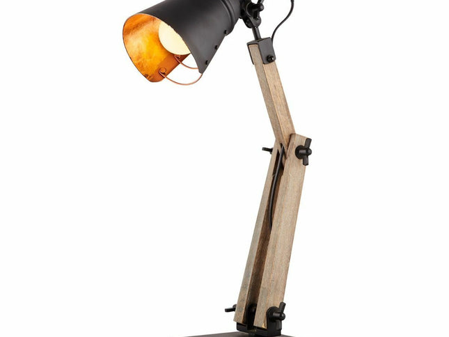 Scandi Modern Natural Wooden Table Lamp Rustic Retro Designer Vintage Light