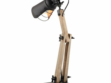 Scandi Modern Natural Wooden Table Lamp Rustic Retro Designer Vintage Light