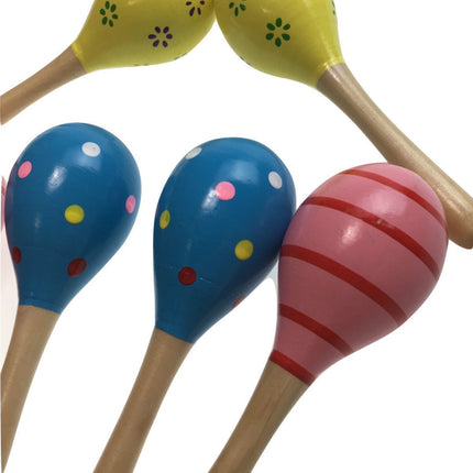 6x WOODEN MARACAS Musical Egg Percussion Toy Shakers Rattles Rumba Party BULK