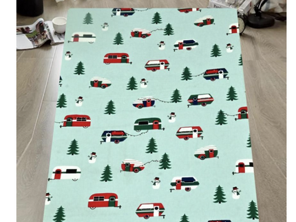Queen Luxury 100% Cotton Flannelette Fitted Bed Sheet Flannel -  Trees/Caravan