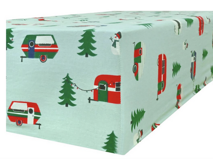 Queen Luxury 100% Cotton Flannelette Fitted Bed Sheet Flannel -  Trees/Caravan