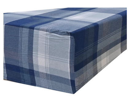 Queen Luxury 100% Cotton Flannelette Fitted Bed Sheet Flannel - Blue Check Print