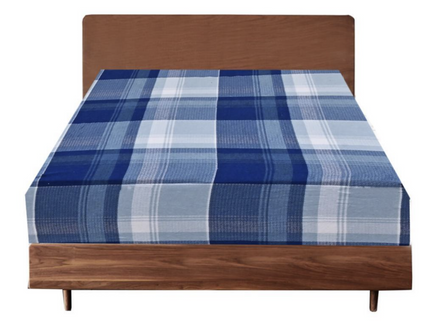 2x Queen Luxury 100% Cotton Flannelette Fitted Bed Sheet - Blue Check Print