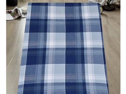 2x Queen Luxury 100% Cotton Flannelette Fitted Bed Sheet - Blue Check Print