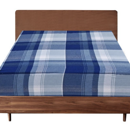 3x Queen Luxury 100% Cotton Flannelette Fitted Bed Sheet - Blue Check Print