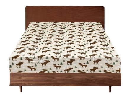Queen 100% Cotton Flannelette Fitted Bed Sheet Authentic Flannel - Beige Reindeer