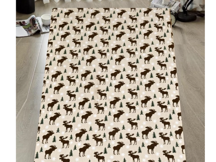 Queen 100% Cotton Flannelette Fitted Bed Sheet Authentic Flannel - Beige Reindeer