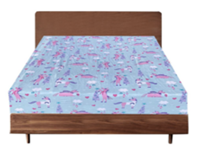Queen Luxury 100% Cotton Flannelette Fitted Bed Sheet Authentic Flannel - Sky Blue