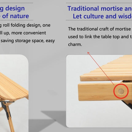 4 Chairs & 1 Table Set Bamboo Camping Folding Portable Outdoor Picnic Travel BBQ