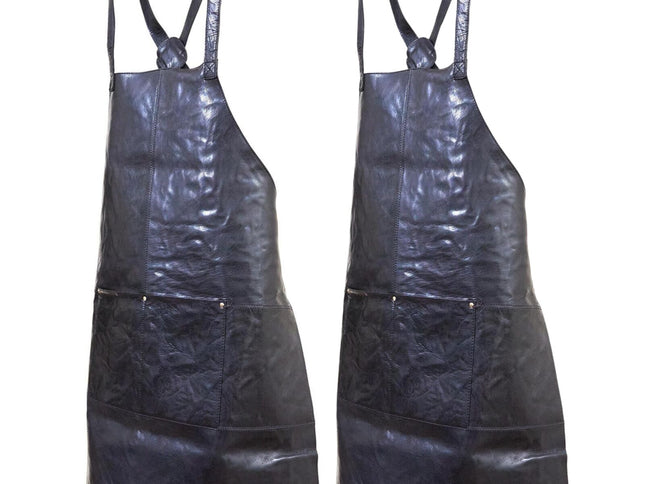 2x Pierre Cardin Professional Leather Apron Butcher Woodwork Barber Chef - Black