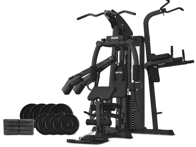 CORTEX GS7 Multi Station Multi-Function Home Gym with 98kg Stack + 60kg Standard Weights for Squat Station