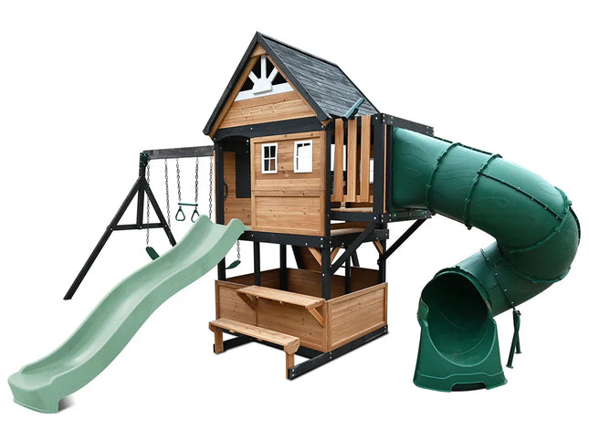 Lifespan Kids Claremont Swing Set & Play Centre with 2.2m Slide (Pastel Green)