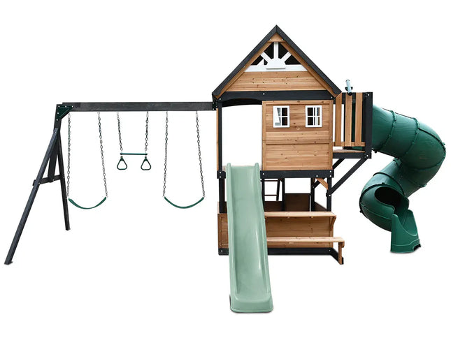 Lifespan Kids Claremont Swing Set & Play Centre with 2.2m Slide (Pastel Green)