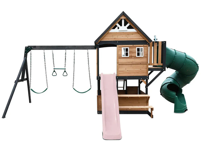 Lifespan Kids Claremont Swing Set & Play Centre with 2.2m Slide (Pastel Pink)