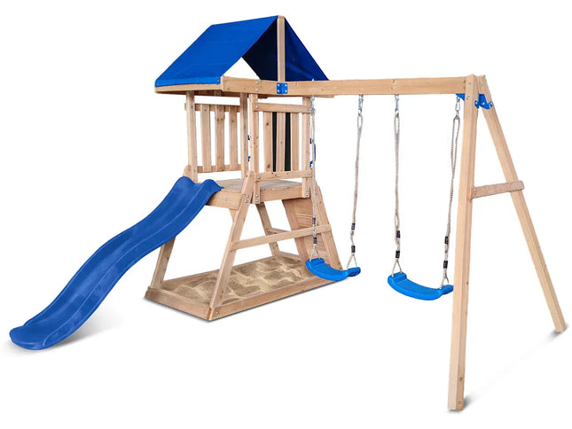 Lifespan Kids Hazelbrook Swing Set & Play Centre with 1.8m Slide (Blue)