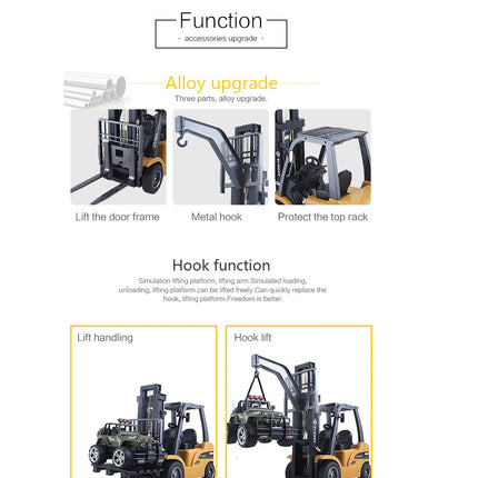 Huina 1/10 RC 8CH ForkLift Excavator Industrial Construction Engineering Vehicle Truck Kids Adult Toys alloy