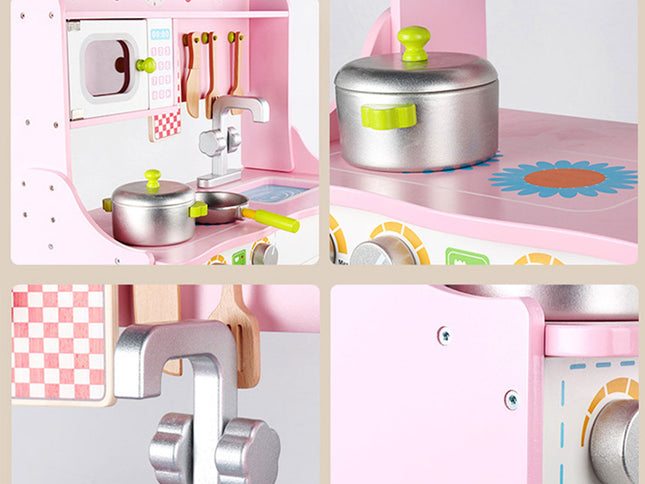 Kids Wooden Kitchen Pretend Play Set Toy Toddlers Children Cooking