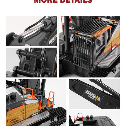 HUINA 1/14 22CH RC Alloy Excavator Construction Engineering Vehicle Toy Gift