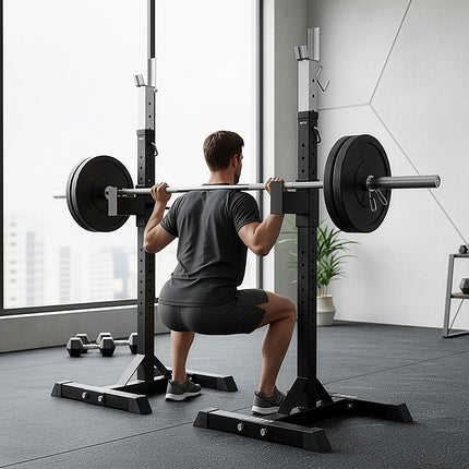 Squat Rack Stand Pair Bench Press Weight Lifting Barbell