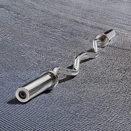 120cm Chrome Olympic EZ Curl Bar – Weightlifting Barbell for Home Gym Training