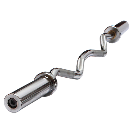 120cm Chrome Olympic EZ Curl Bar – Weightlifting Barbell for Home Gym Training