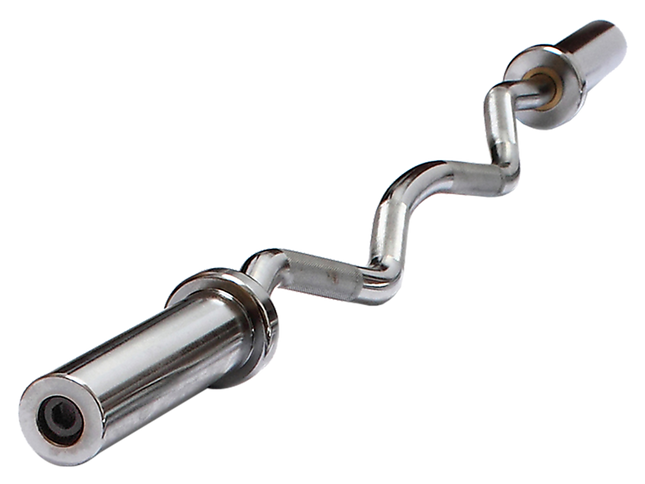 120cm Chrome Olympic EZ Curl Bar – Weightlifting Barbell for Home Gym Training