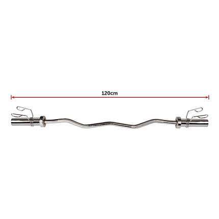 120cm Chrome Olympic EZ Curl Bar – Weightlifting Barbell for Home Gym Training
