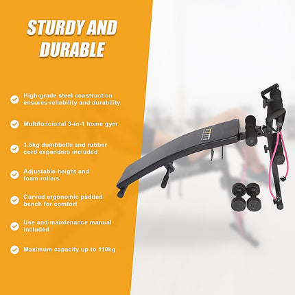 Foldable Incline Sit Up Bench for Home Gym Ab Workout Training
