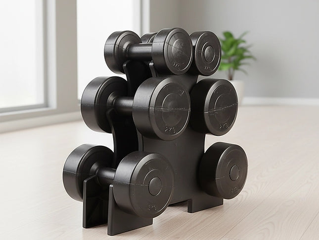 12kg Dumbbell Weights Set with Rack for Home Gym Training