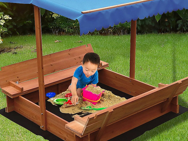 Kids Wooden Toy Sandpit with Canopy