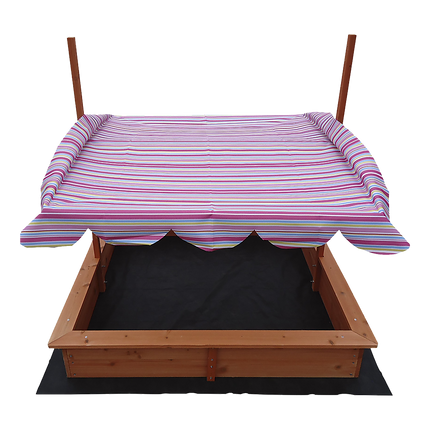 Kids Wooden Toy Sandpit with Adjustable Canopy