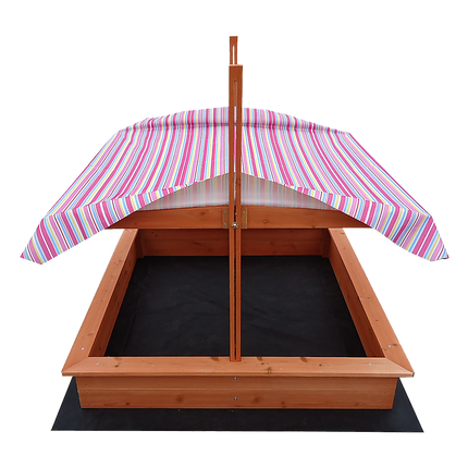 Kids Wooden Toy Sandpit with Adjustable Canopy