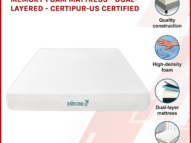 King 25cm Gel Memory Foam Mattress – Dual-Layered Comfort with CertiPUR-US® Certified Foam