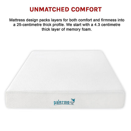 Queen 25cm Gel Memory Foam Mattress – Dual-Layered Comfort with CertiPUR-US® Certified Foam