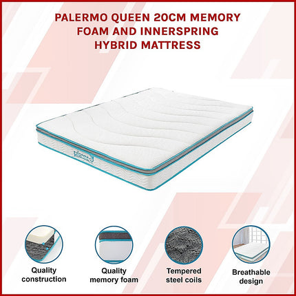 Queen 20cm Hybrid Mattress ‚Äì Memory Foam and Innerspring Support