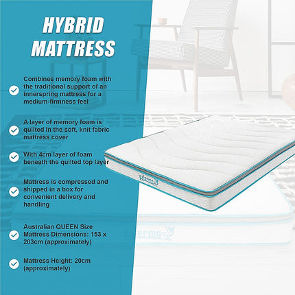Queen 20cm Hybrid Mattress ‚Äì Memory Foam and Innerspring Support