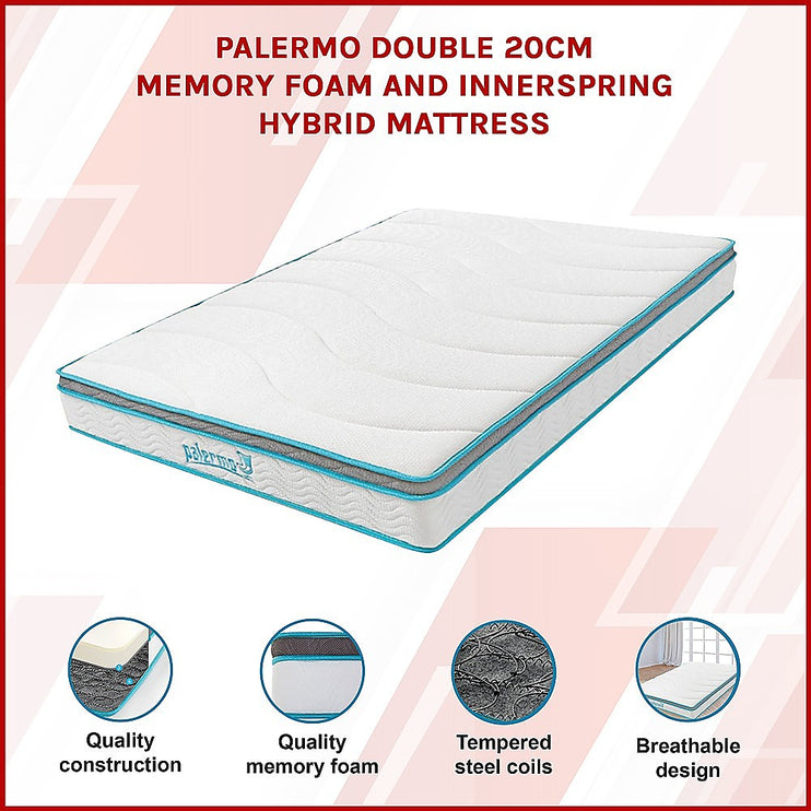 Double 20cm Hybrid Mattress ‚Äì Memory Foam and Innerspring Support
