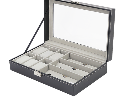 6+3 Grid Watch Sunglass Eyeglasses Display Box Case Storage Organizer PU Leather