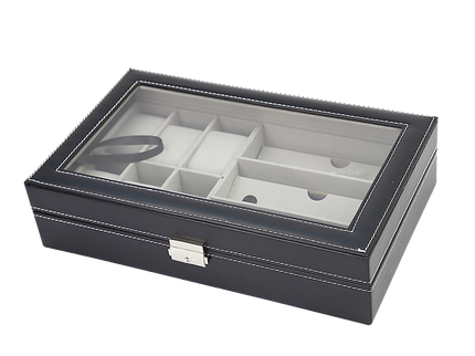 6+3 Grid Watch Sunglass Eyeglasses Display Box Case Storage Organizer PU Leather