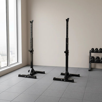 Adjustable Squat Rack Pair Steel Barbell Bench Press Stands Gym Home