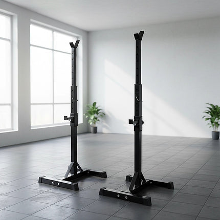 Adjustable Squat Rack Pair Steel Barbell Bench Press Stands Gym Home