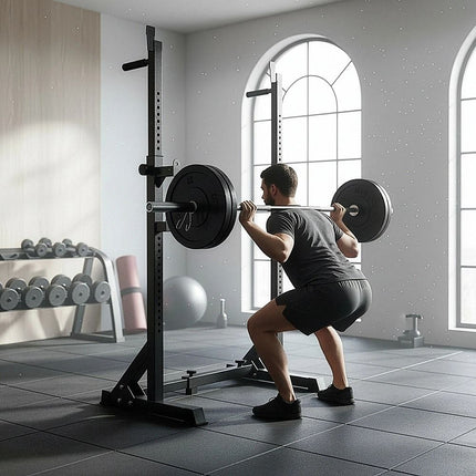 Commercial Squat Rack Adjustable Pair Fitness Exercise Weight Lifting Gym Barbell Stand