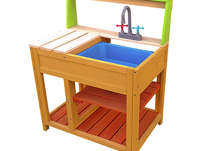 Childrens Outdoor Play Mud Kitchen Sand Pit with Display Shelf