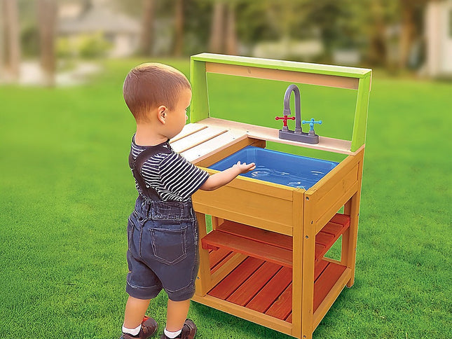Childrens Outdoor Play Mud Kitchen Sand Pit with Display Shelf