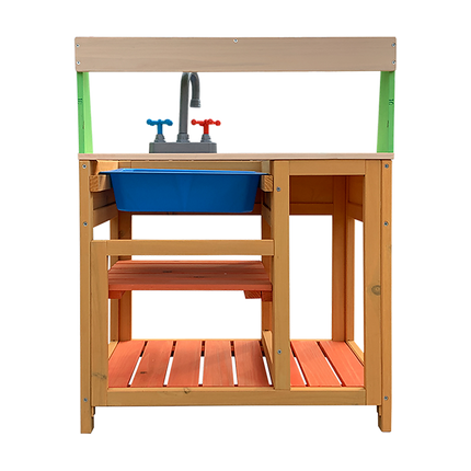 Childrens Outdoor Play Mud Kitchen Sand Pit with Display Shelf