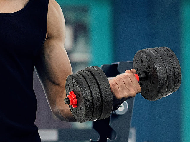 20kg Adjustable Rubber Dumbbell Set Barbell Home GYM Exercise Weights