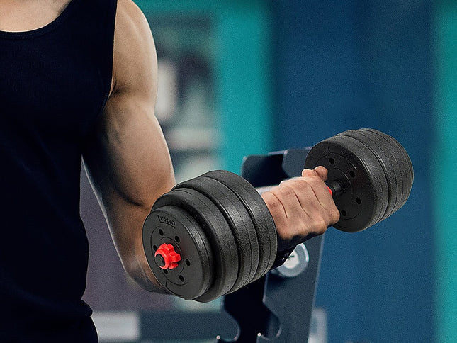 40kg Adjustable Rubber Dumbbell Set Barbell Home GYM Exercise Weights